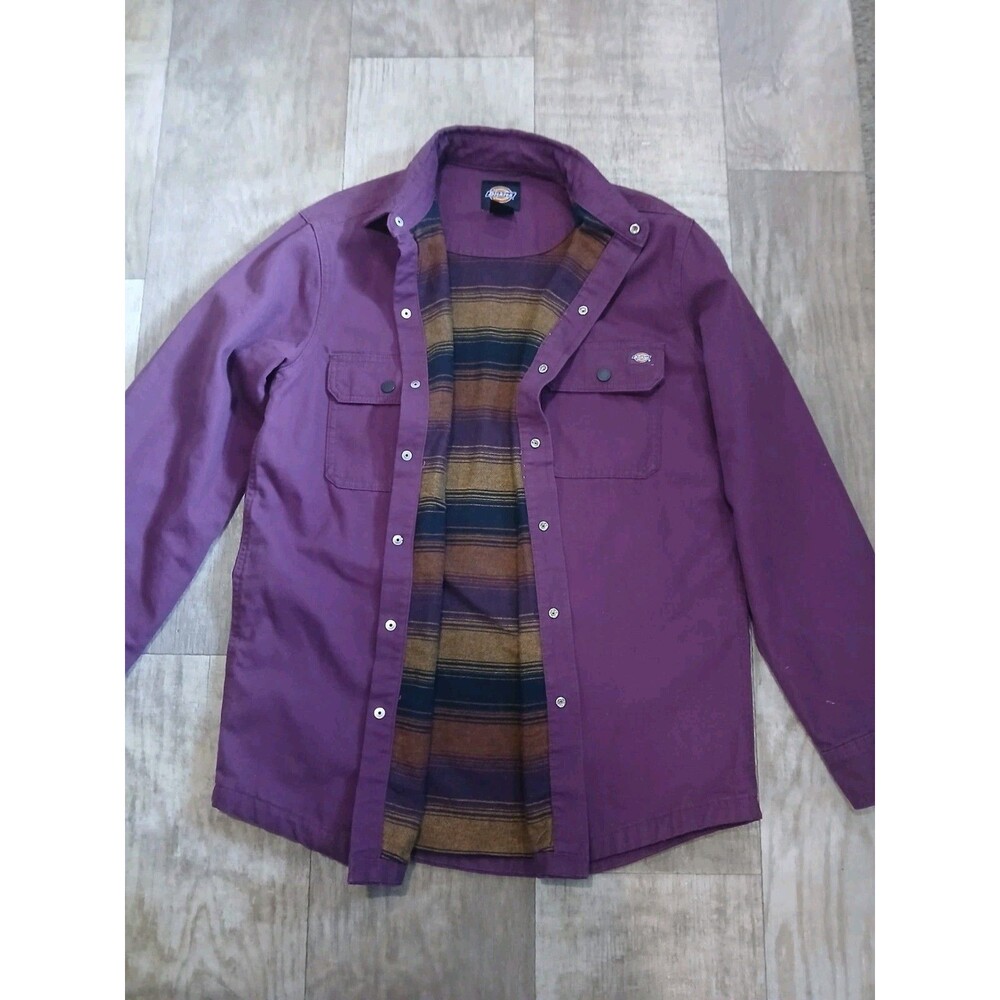 Dickies Jacket Mens Small Purple Duck Canvas Blanket Flannel Lined Shacket